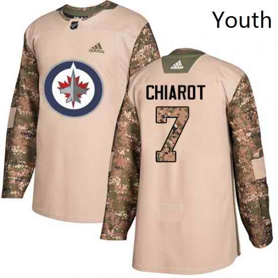 Youth Adidas Winnipeg Jets 7 Ben Chiarot Authentic Camo Veterans Day Practice NHL Jersey
